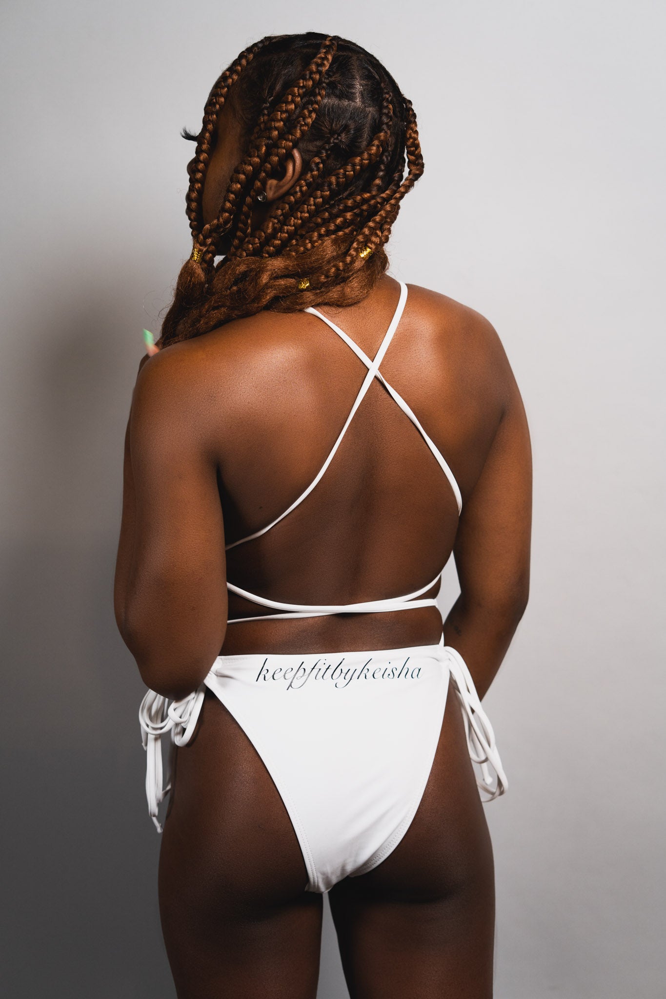 Logo Tie Side High Cut One Piece White